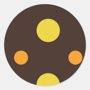 Sticker Rond Points jaunes et orange sur Arrière - plan Brown