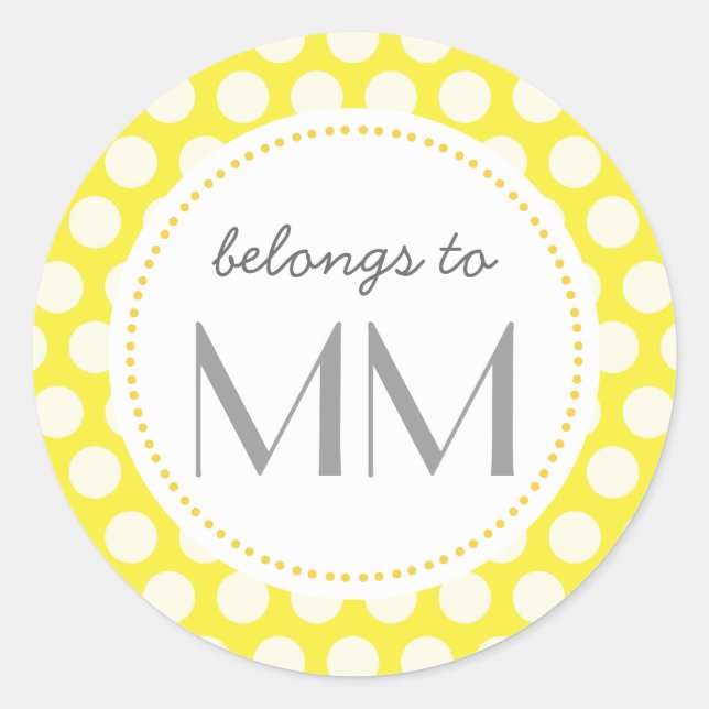 Sticker Rond Points Jaunes Monogrammes - do-it-yourself Étiquet (Devant)