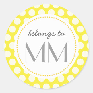Sticker Rond Points Jaunes Monogrammes - do-it-yourself Étiquet