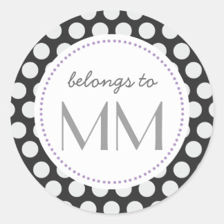 Sticker Rond Points noirs et blancs monogrammes - do-it-yoursel
