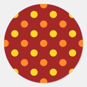 Sticker Rond Points oranges et jaunes sur fond rouge