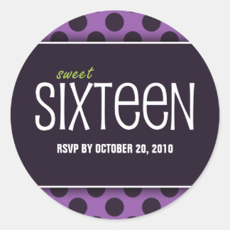 Sticker Rond Points pourpres sweet sixteen | Sceau d'enveloppe