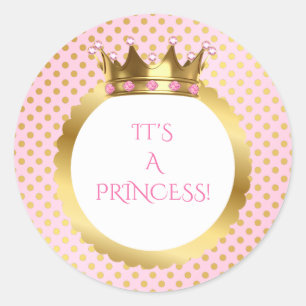Sticker Rond Points rose et or Royal Princess Crown