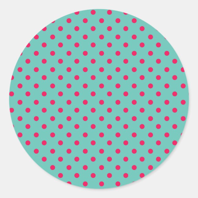 Sticker Rond Points roses profonds sur Aqua Blue (Devant)