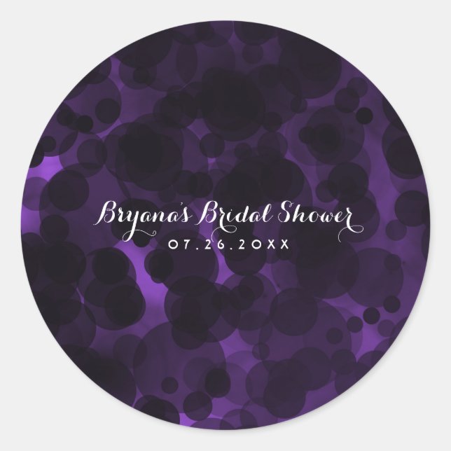 Sticker Rond Points violets et noirs Faveur personnalisée de fê (Devant)
