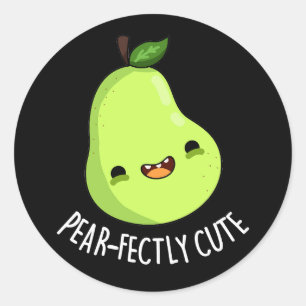 Sticker Rond Poire parfaitement mignonne Fruit Pear Pun Dark BG