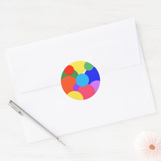 Sticker Rond Pois arc-en-ciel (Enveloppe)