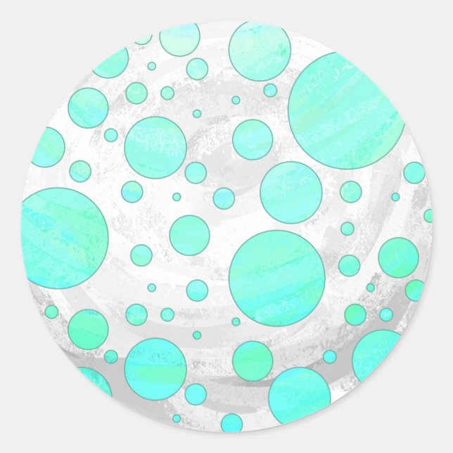 Sticker Rond Pois bleu Mint Ice Aqua (Devant)