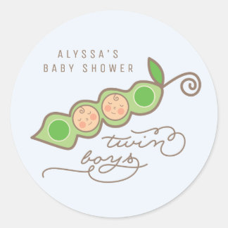 Sticker Rond Pois Bleus dans un Garçon Jumeaux Baby Shower Auto