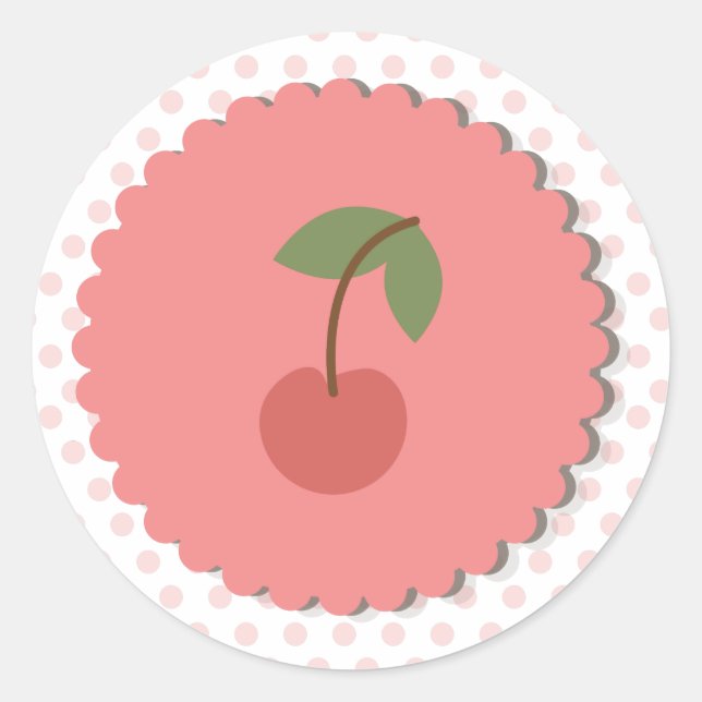 Sticker Rond Pois & Cherry Cupcake Topper/Sticker (Devant)