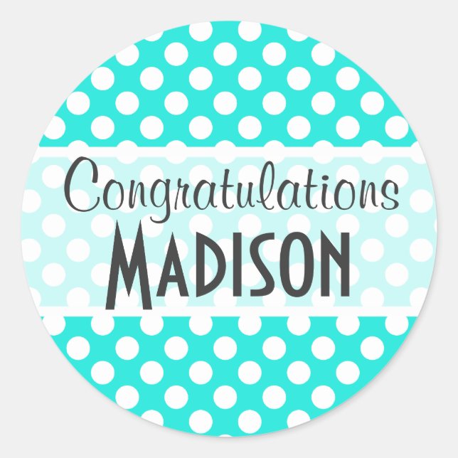 Sticker Rond Pois couleur Aqua (Devant)