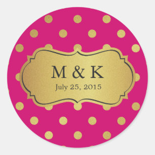 Sticker Rond Pois d'or rose tendance personnalisés
