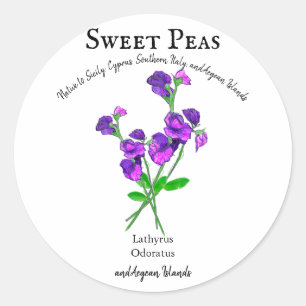 Sticker Rond Pois doux violet Fleurs Art avec texte
