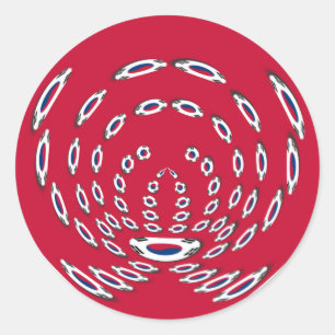 Sticker Rond Pois du drapeau sud-coréen : une torsion florale
