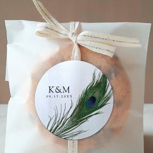 Sticker Rond Pois en plume de paon   Événement Mariage