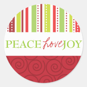 Sticker Rond Pois et rayures de joie d'amour de paix en rouge