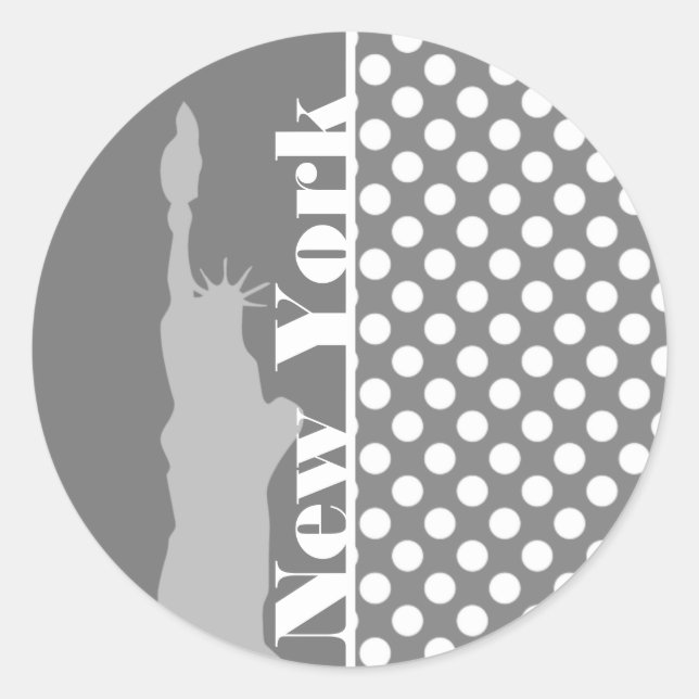 Sticker Rond Pois gris ; New York (Devant)