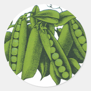 Sticker Rond Pois mange-tout vintage, Aliments, Légumes sains