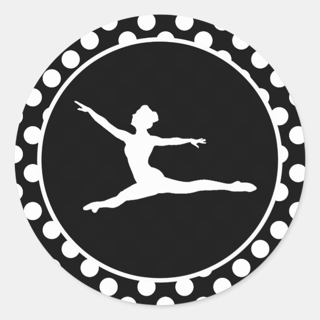 Sticker Rond Pois noirs et blancs; Ballet (Devant)
