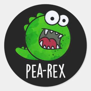 Sticker Rond Pois Rex Dinosaur Dinosaure Veggie TRex Pun Dark B