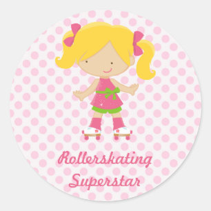 Sticker Rond Pois rose Blonde Rollersking Superstar Sti