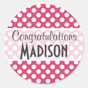 Sticker Rond Pois roses foncés