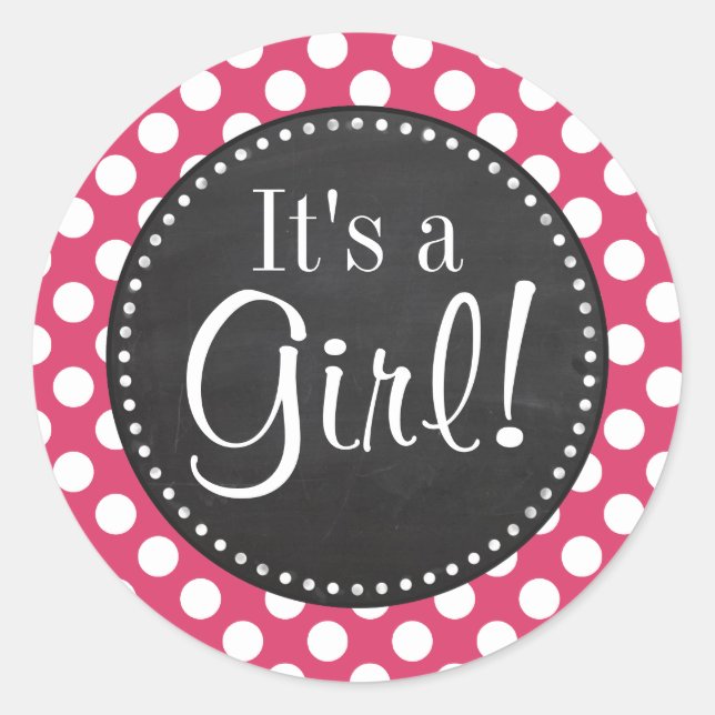 Sticker Rond Pois roses foncés ; Retro Chalkboard look (Devant)