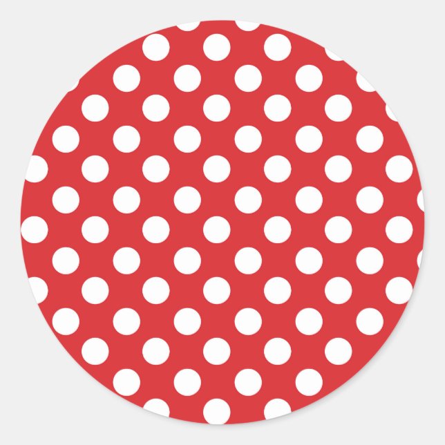 Sticker Rond Pois rouge et blanc fête d'anniversaire (Devant)