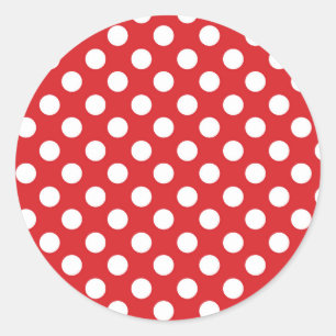 Sticker Rond Pois rouge et blanc fête d'anniversaire