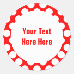 Sticker Rond Pois sur le Modèle de texte rouge