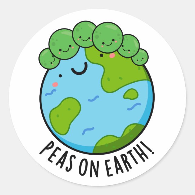 Sticker Rond Pois Sur Terre Fantaisie Veggie Pun de Paix (Devant)