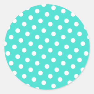 Sticker Rond Pois Turquoise et Blanc