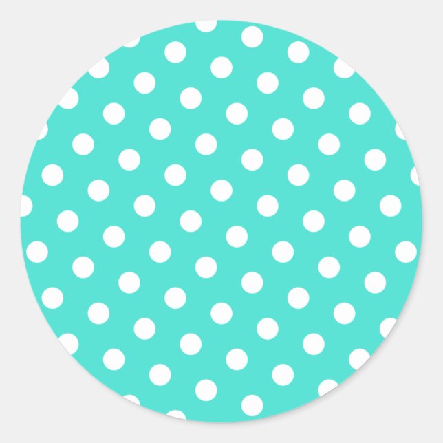 Sticker Rond Pois Turquoise et Blanc (Devant)