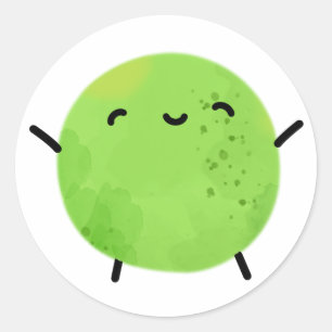 Sticker Rond Pois vert Cute Kawaii