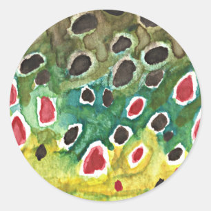 Sticker Rond Poisson à truites Brown