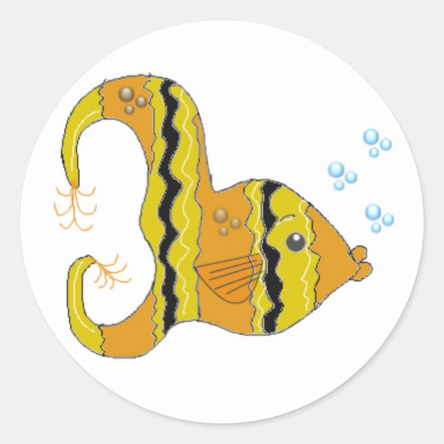 Sticker Rond Poisson ange rayé (Devant)