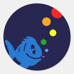 Sticker Rond poisson arc-en-ciel