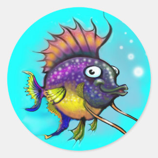 Sticker Rond Poisson arc-en-ciel