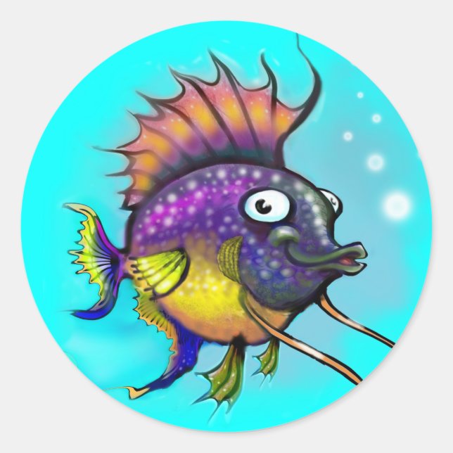 Sticker Rond Poisson arc-en-ciel (Devant)