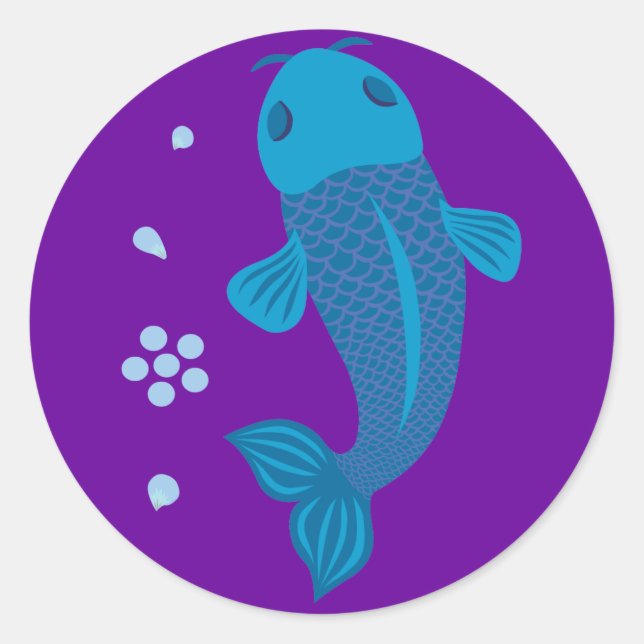 Sticker Rond Poisson bleu Koi (Devant)