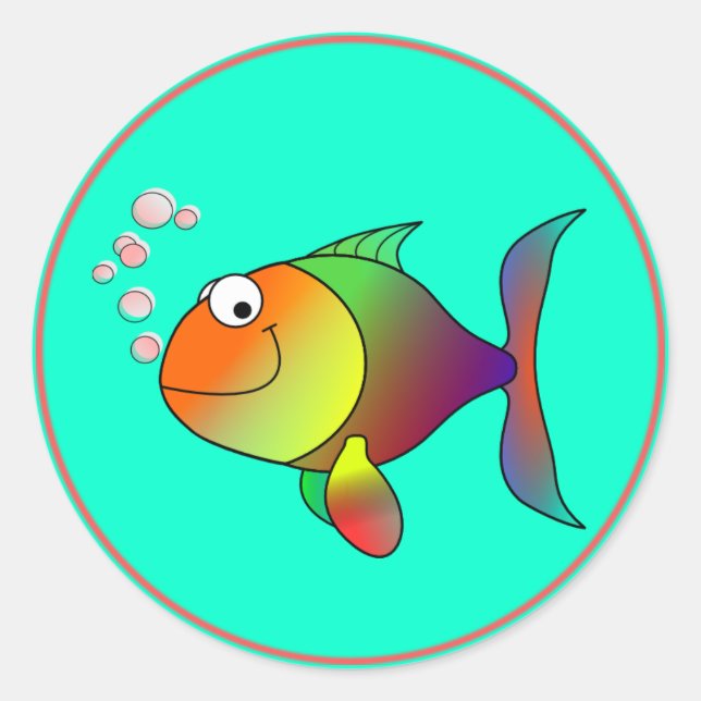 Sticker Rond Poisson : bulles (Devant)