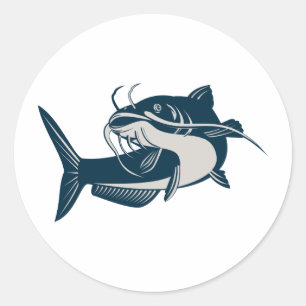 Sticker Rond poisson-chat nageant
