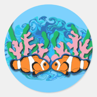 Sticker Rond Poisson clown