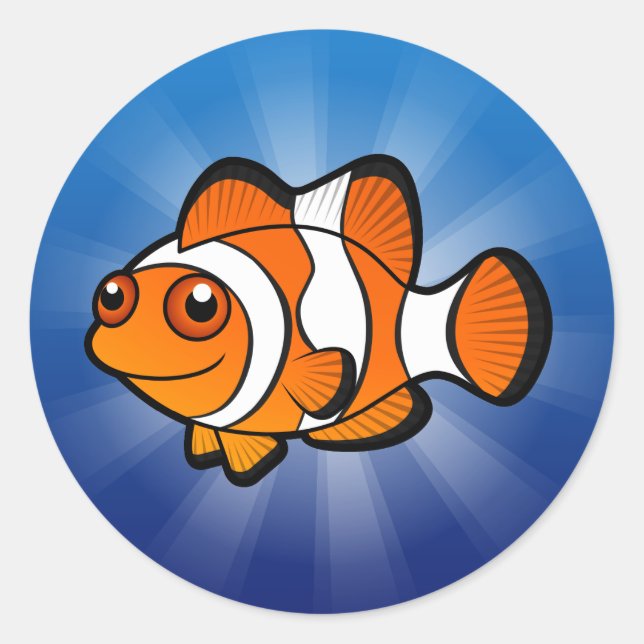 Sticker Rond Poisson clown de dessin animé (Devant)
