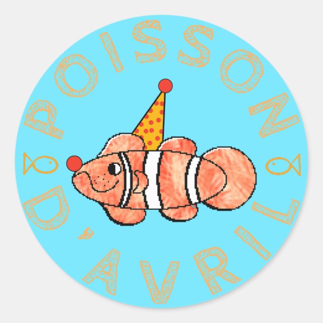 Sticker Rond Poisson d’Avril / April Fool's Fish (Devant)