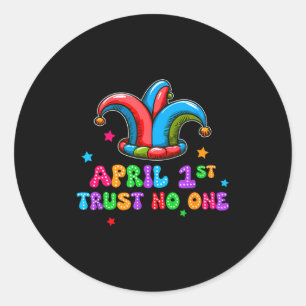 Sticker Rond Poisson d'avril Fête Confiance 1er avril Farce Bla