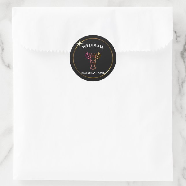 Sticker Rond Poisson de mer moderne homard Nom (Sac)