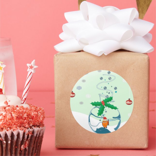 Sticker Rond Poisson de Noël (Fête)