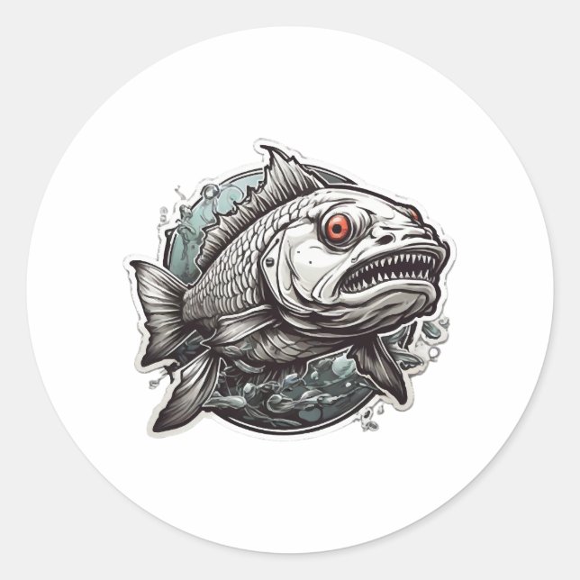 Sticker Rond poisson de pêche (Devant)