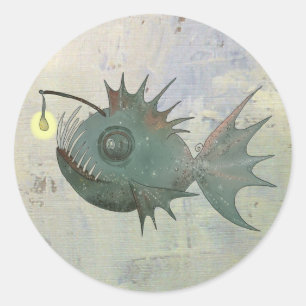 Sticker Rond Poisson de pêcheur